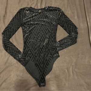 Forever 21 Black Shimmer Bodysuit